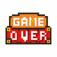 Retro Game Over Sign in Pixel Art Style Vibrant Orange and Red Design vector