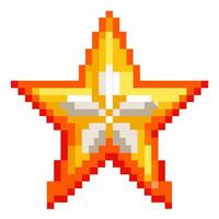 Retro Pixel Art Yellow and Orange Star Icon on White Background vector