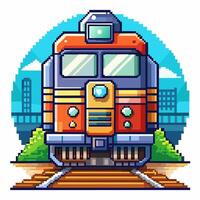 Retro Pixel Art Train Illustration Nostalgic Game Style Transport vector