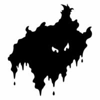 Dripping Black Silhouette of a Mysterious Demon with Glowing Eyes vector