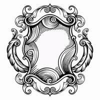Elegant ornate frame with vintage swirl elements in black and white design vector