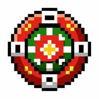 Pixel Art Decorative Mandala Icon with Bright Geometric Patterns vector