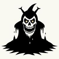 Grim Reaper in Melting Darkness Creepy Skull with Dripping Shadows and Glowing Eyes vector