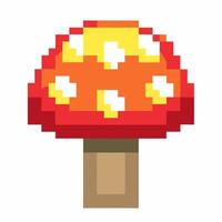 Pixel Art Mushroom Icon Retro 8 Bit Game Style Graphic vector