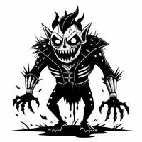 Creepy Monster Illustration with Sharp Features and Spiky Outfit vector