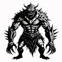 Mythical Armored Monster Illustration with Horns and Claws vector