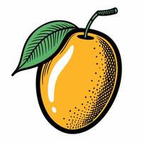 Vibrant Yellow Mango Illustration with Leaf Bold, Fresh, and Modern Design vector