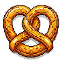 Pixelated golden pretzel on a white background, capturing retro art style vector
