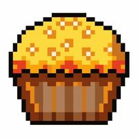 Pixel Art Muffin with Sprinkles Nostalgic 8 Bit Bakery Illustration vector