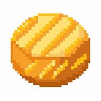 Pixel Art Cheese Illustration Bright, Retro, Digital, Yellow Graphic Design vector