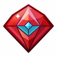Vibrant Red Gemstone with Intricate Geometric Design and Sparkling Highlights vector
