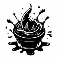 Black and White Splashing Chocolate Dessert Illustration for Modern Graphic Design vector