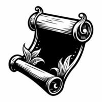 Vintage Scroll Illustration with Ornate Details and Leaf Embellishments vector
