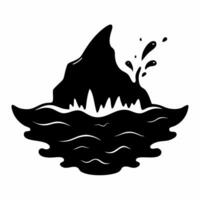 Abstract Black and White Wave Splash with Mountain Silhouette Illustration vector