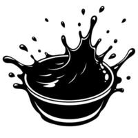 Dynamic Black Liquid Splashing in Bowl Monochrome Illustrative Design vector