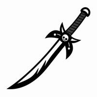 Pirate Sword with Skull Guard Design in Black and White vector