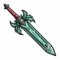 Fantasy Sword Illustration with Ornate Design in Vibrant Colors vector
