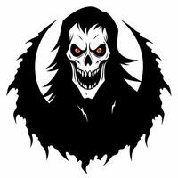 Stylized Grim Reaper Silhouette with Menacing Red Eyes vector