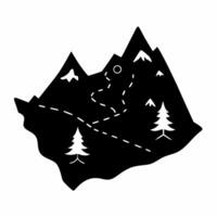 Minimalist Mountain Adventure Map Icon with Pine Trees and Trails vector
