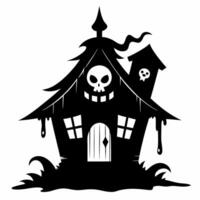 Spooky Haunted House Silhouette with Skull and Dripping Features vector