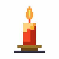 Pixel Art Candle Illustration Retro Game Style Burning Candle Graphic vector
