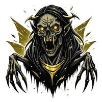 Terrifying Demonic Skull with Glowing Eyes and Sharp Claws in Dark Fantasy Art vector