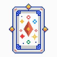 Pixel Art Fantasy Card Design with Geometric and Colorful Symbols vector