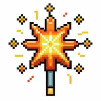 Vibrant Pixel Art Firework Sparkler Icon with Radiant Glowing Effects vector