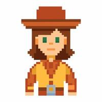 Pixel Art Cowboy Character Retro Game Style with Western Hat and Belt vector