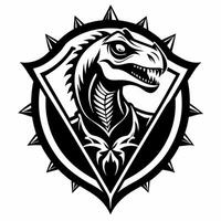 Monochrome Dinosaur Emblem with Tribal Design Elements in Bold Style vector
