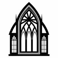 Gothic Cathedral Window Classic Architecture Silhouette with Arched Glass Design vector