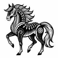 Intricate Black and White Abstract Horse Design with Patterns vector