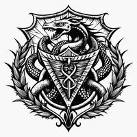 Intricate Dragon Emblem with Heraldic Shield and Serpentine Design vector