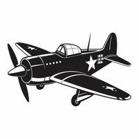 Vintage Airplane Silhouette Retro Warplane with Propeller Icon Design vector