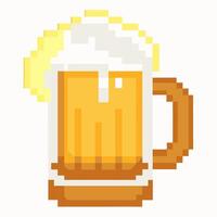 Pixel Art Beer Mug with Lemon Slice Retro Style Iconic Beverage Illustration vector