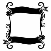 Ornate Black Vintage Frame with Floral Swirls on Blank Background vector
