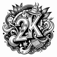 Intricate 2K Illustration with Retro Patterns and Decorative Elements vector