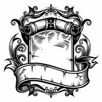Vintage Scroll Banner with Ornate Decorative Frame Elegant Blank Design vector