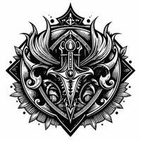Intricate black and white mandala with ornate symmetrical design and floral elements vector