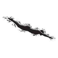 Black silhouette of a swimmer diving into the water with splash effect on white vector