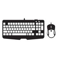 Black and white illustration of a keyboard and a mouse for computer input and design. vector