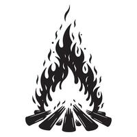 Hand drawn illustration of a bonfire burning with flames and wood for a cozy camping experience vector
