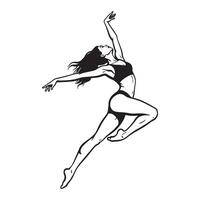 Graceful silhouette of a female dancer performing a leap in modern dance style vector