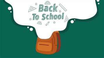 Animated chalk cloud with backpack under back to school chalk text video