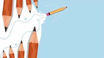 Creative pencil animation forming mountain with sharp pencil shapes video