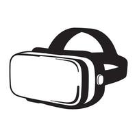 Black and white illustration of a modern virtual reality headset for futuristic concepts vector