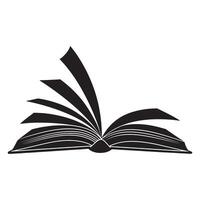 Black and white open book illustration with pages fanned out ready to be read and studied vector