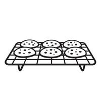 Freshly baked chocolate chip cookies cooling on a wire rack isolated on white background vector