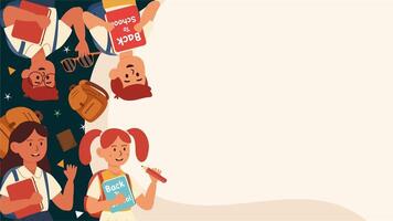 Cartoon group of students smiling and displaying books and boards video