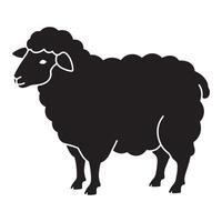 Simple black and white illustration of a standing sheep isolated on a white background vector